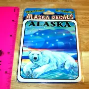 Alaska sticker Decal - Polar Bear, Aurora Northern Lights, & big dipper in sky