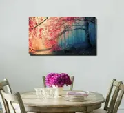 Red Leaves Tree Canvas Print Framed