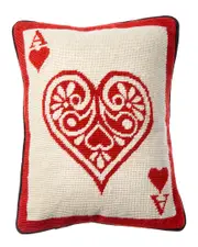Jonathan Adler US Kit Dealer's Choice Ace of Hearts Needlepoint Pillow