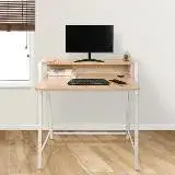 在飛比找遠傳friDay購物優惠-【AOTTO】簡約雙層木紋書桌-80CM(電腦桌 辦公桌 工