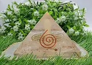 Amazing Gemstone Selenite Orgone Pyramid - Orgonite Pyramids with Glow in The Dark Angel, Large Organite Pyramid for Protection (70mm)