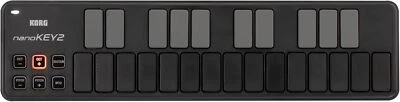 Black 25 Key Usb Midi Controller Keyboard Slim Line With Velocity Sensitive Keys