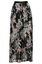 Feather Pleated Maxi Skirt--BLU-116BW1156