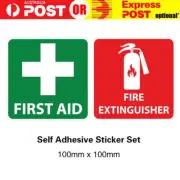 2-20pcs FIRE EXTINGUISHER & FIRST AID Sticker Sign Decal Set OHS WHS 10x10cm NEW