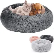 Long Plush Comfy Calming & Self-Warming Pet Bed for Cats & Dogs, Anti Anxiety, Furry, Soothing, Fluffy, Washable,Non-Slip Bottom (Multiple Sizes),Snooze Sleeping Cozy Kitty Teddy Kennel (Medium, Pink)