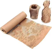 ZCOINS Honeycomb Packing Paper Wrap Roll, 25CM x 20M Recycled Brown Cushioning Wrap Kraft Paper Roll for Gift Wrapping Moving Shipping Fragile Items