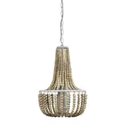 Cascara 1 Light Pendant Light Natural Wooden Beaded Pendant