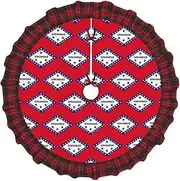 Arkansas State Flag 48 Inches Carpet Skirt Christmas Plaid Tree Skirt Christmas Holiday Party Decoration