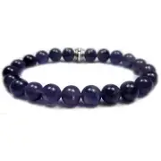Amethyst 8mm Round Crystal Bead Bracelet with Description Card