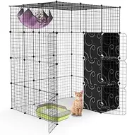 Zorpupoa Cat Cages Indoor, 4-Tier Catio DIY Cat Enclosures, 55 Inch Cat Playpen with Free Hammock, Detachable Metal Wire Cat Kennels Crate, Large Extra Exercise Place for 1-4 Cats