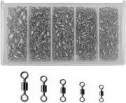500PCS NUZAMAS Fishing Rolling Barrel Swivels Fishing Line Connectors Stainle...