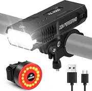 Bike Lights Front and Back Rechargeable – 4000 Lumens Bike Light Front + 80 Lumens Rear Bike Light, IP65 Waterproof, Multiple Modes, Quick Release Mount, DON PEREGRINO SX-4000 Bicycle Lights