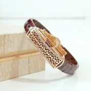 UNIQUE Men's Silver Bracelet Articles with Ceramic Beads Belt BBR0009S_BR
