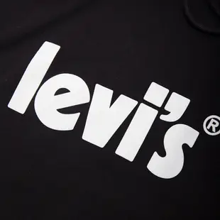 Levis 重磅口袋帽T 質感麂皮復古Logo 寬鬆休閒版型 430GSM厚棉 魚子黑 男38479-0079 熱賣單品