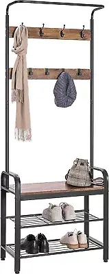 VIVOHOME 3-in-1 Entryway Hall Tree Heavy Duty MDF Stand Coat Rack Hooks