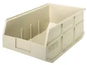 Quantum Storage K-SSB465IV-3 3-Pack Stackable Plastic Shelf Bin, 18" x 11" x ...