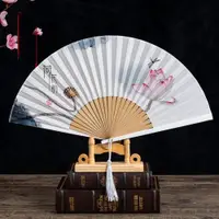 在飛比找ETMall東森購物網優惠-新品中國風手工絲綢綾絹扇 古風荷花H水墨畫工藝扇 裝飾擺設扇