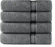 Cotton Craft - 4 Pack -Ultra Soft Oversized Extra Large Bath Towels 30x54 Charcoal- 100% Pure Ringspun Cotton - Luxurious Rayon trim - Ideal for Daily Use - Each Towel Weighs 22 Ounces