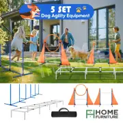 Pet Dog Agility Training Equipment Obstacle Course Exercise Kit Ladder 5 Set
