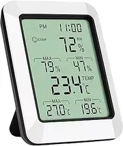 Spendeal Indoor Digital Thermometer Hygrometer, Smart Temperature and Humidity Monitor with Comfort Indicator, Time, Alarm Clock, Max/Min Record for Home, Office, Baby Room, School, Wine Cellar