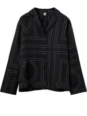 TOTEME | Monogram Silk Pj Top in Black | The UNDONE