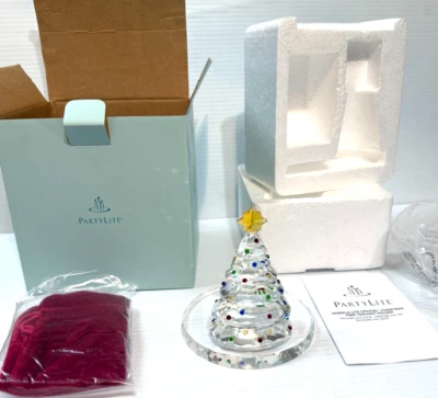 Partylite Sparkle Lite Crystal Christmas Tree Tealight Candle Holder P9086 NEW