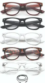5 Packs Vintage Style Classic Reading Glasses for Men for Women Packs Lanyard