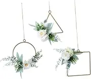 BIUDECO 1 Set Artificial Wedding Wreath Geometric Art Garland for Home Festival Decoration Elegant Floral Design for Hanging Centerpieces