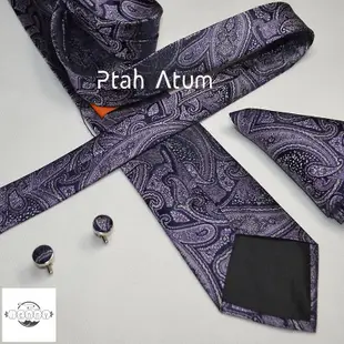 新款Ptah Atum 復雜設計 宴會領帶男士 紫色花紋正裝商務結婚男士