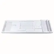 Ozoffer Expandable Bathtub Caddy Tray Bath Table Over Tub with Wine & Book Holder