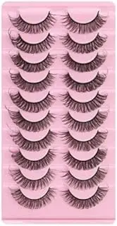 10Pairs Russian Style Strip Lashes D Curl Mink False Eyelashes Full Curled，Full, Wispy, 3D Glam Lashes, Handmade & Reusable