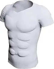 [ARSAVDCG] Men Shaper False Muscle Chest T-Shirt, Breathable Shoulders Padded Invisible Compression Undershirt for Party