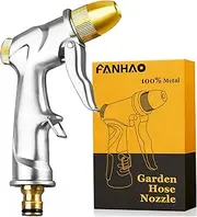 FANHAO Garden Sprayer Hose Nozzle with Full Brass Nozzle, 100% Heavy Duty Metal Water Gun, High Pressure Spray Nozzle for Plants Watering, Car Washing and Pets Showering