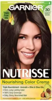 Garnier Nutrisse Nourishing Color Creme, 30 Darkest Brown
