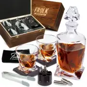 Whiskey Decanter and Stones Gift Set for Men - Whiskey Decanter, 2 Twisted Wh...