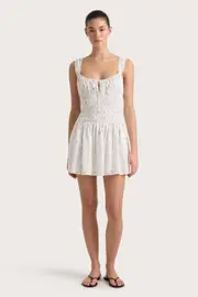 Yerres Mini Dress Blossom Egg Shell Powder Blue - Final Sale