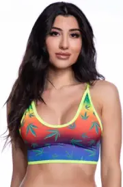 MIDNIGHT BALLERINA Rainbow Pot Leaf Crop Top | ONE SIZE | Dance Wear