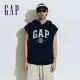 【GAP】男裝 Logo印花無袖帽T-海軍藍(885520)