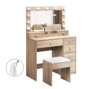 Dressing Table Stool Set Oak