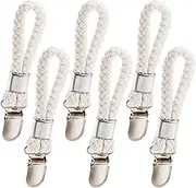 XUNQUCOM 6 PCS Towel Clips Hanging Metal Towel Clips Sturdy Hanging Clips with Woven Cotton for Kitchen Bathroom (White)