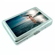Surfer Pin Up Girls D2 Silver Metal Cigarette Case RFID Protection Wallet