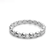 White Gold 0.28ctw Alternate Metal Bead And Diamond Wedding Band