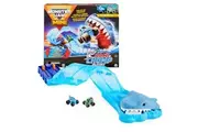 Monster Jam, Mini Megalodon Race and Chomp Playset with 2 Monster Jam Mini Trucks, 1:87 Scale, Kids Toys for Boys and Girls Ages 4-6+