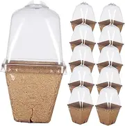 Happyyami 20pcs Lidded Plant Pots Paper Nursery Pots with Humidity Cover Planter for Succulent Seedlings Breathable and Reusable