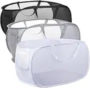 IREES Durable Collapsible Laundry Baskets, 3PCS Mesh Pop Up Laundry Hamper ,Lightweight Mesh Basket with Reinforced Carry Handles for Laundry, Dormitories, Families, Travel, and Camping