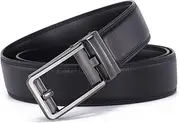 [Aymorder] 120CM Men’s PU Leather Belt with Automatic Steel Buckle, Detachable Men’s Comfort Waistband, Cuttable Belt Strap, 3.5CM Wide, Adjustable Men's Waistbands for Work, Home, Leisure