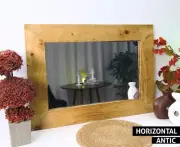 Rustic Wooden Wall Mirror for Living Room