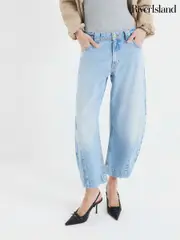 River Island Light Blue Seamed Barrel Jeans (F40344) | $104