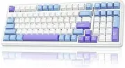 AULA F99 Wireless Mechanical Keyboard – Tri-Mode 96% Layout – Gasket Mount – Hot Swappable – RGB – PBT Keycaps – 8000mAh Battery (Sea Salt Blue (GrayWood V3 Switch))