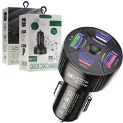 4 Ports 53W 12A Car Charger Fast Charging PD QC3.0 Car USB Charger Type C Phone Charger (Black)